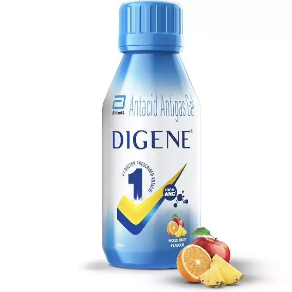 Digene Antacid Antigas Gel | For Acidity, Gas, Heartburn & Bloated Stomach Relief | Flavour Orange